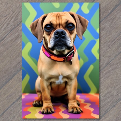 Sticker postcard cute - cute, puggle